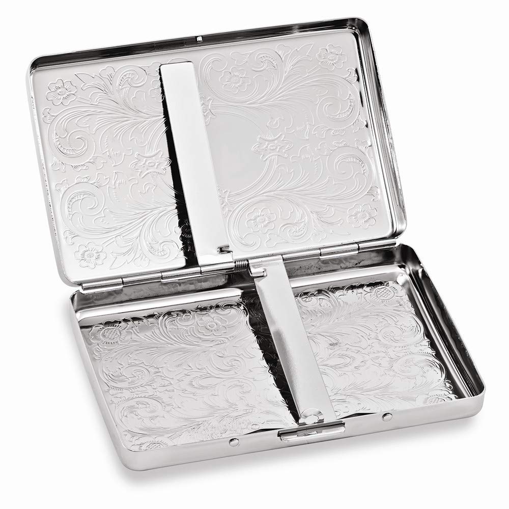 Silver-tone Scroll Design (Holds 16) Cigarette / Card Case QGM12317