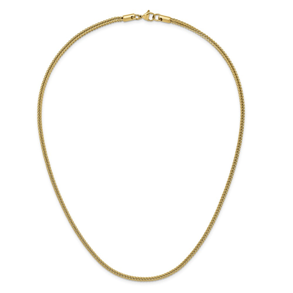 Chisel Stainless Steel Polished Yellow IP-plated 3.2mm 20 inch Square Wheat Chain