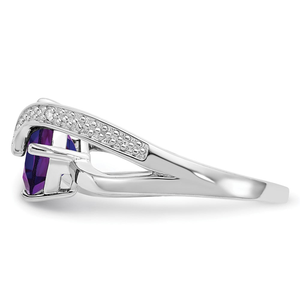 Sterling Silver ANC Amethyst & Diamond Ring