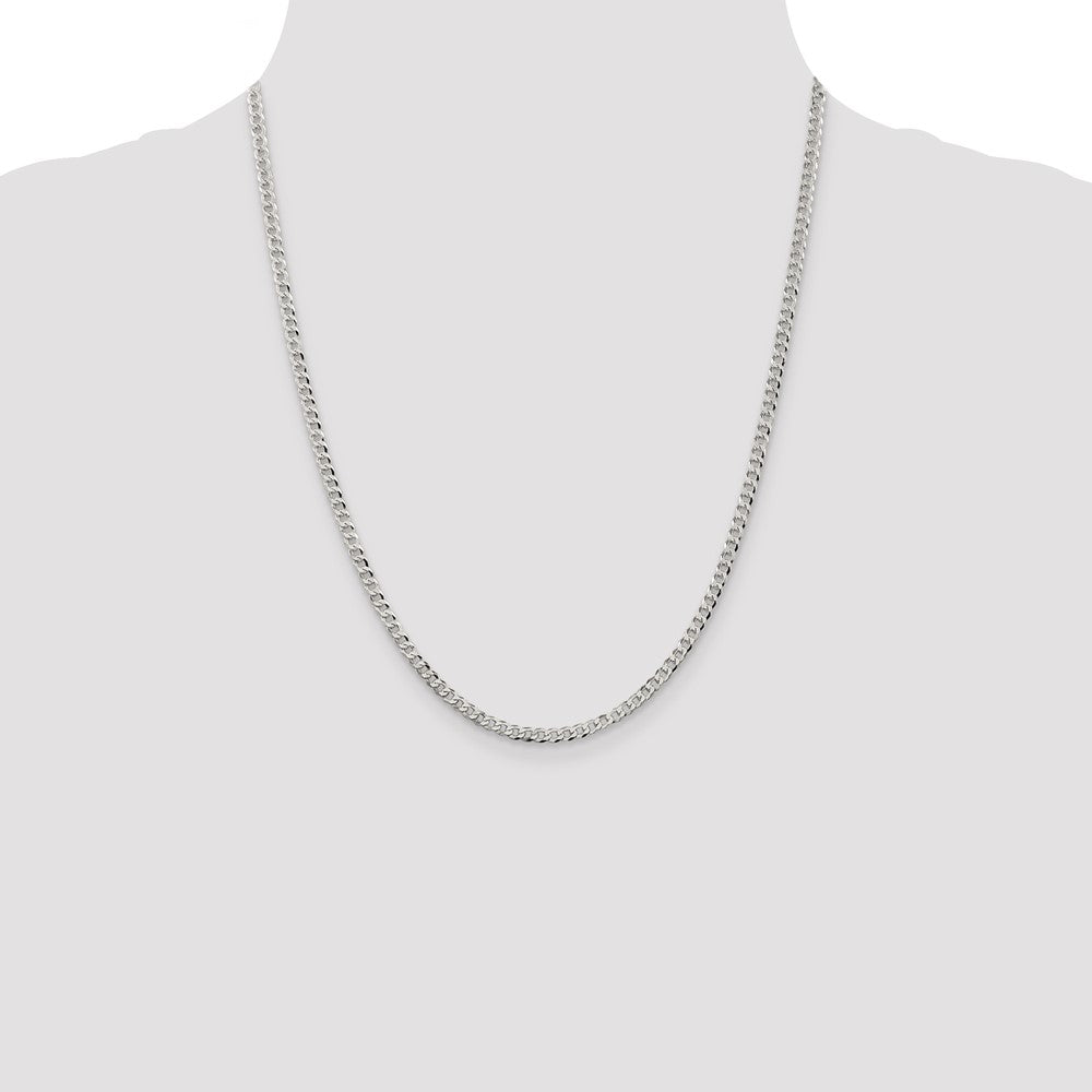 Sterling Silver 3.2mm Beveled Curb Chain 22 Inches