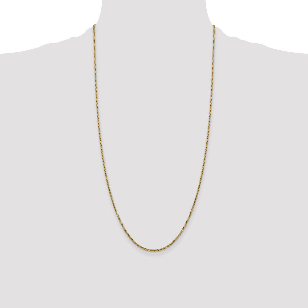 14K 28 inch 1.5mm Semi-Solid Round Box with Lobster Clasp Chain