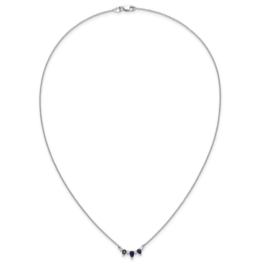 14k White Gold 1/8 carat Lab Grown Diamond VS/SI+ G+ and Created Sapphire 18 inch Necklace