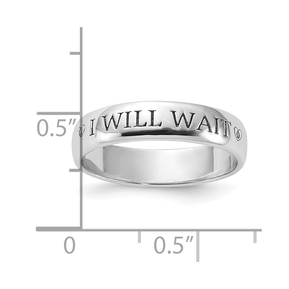 Sterling Silver Polished & Antiqued I Will Wait Diamond Band