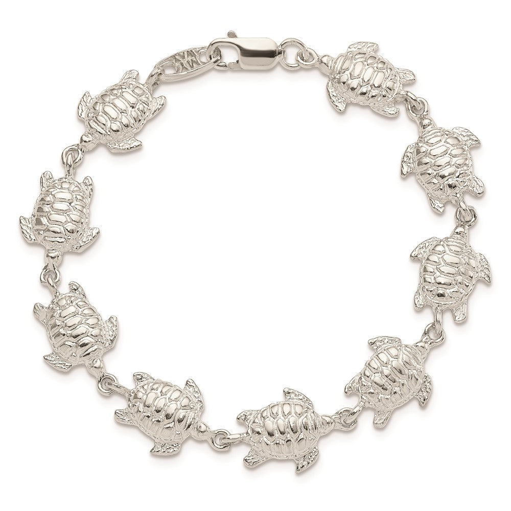 Sterling Silver Sea Turtles Bracelet 7 inches
