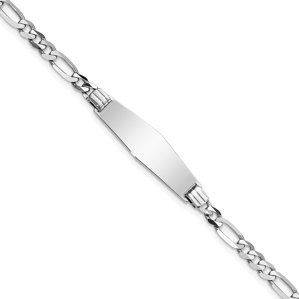14k WG Soft Diamond Shape Figaro Link ID Bracelet 8 inches