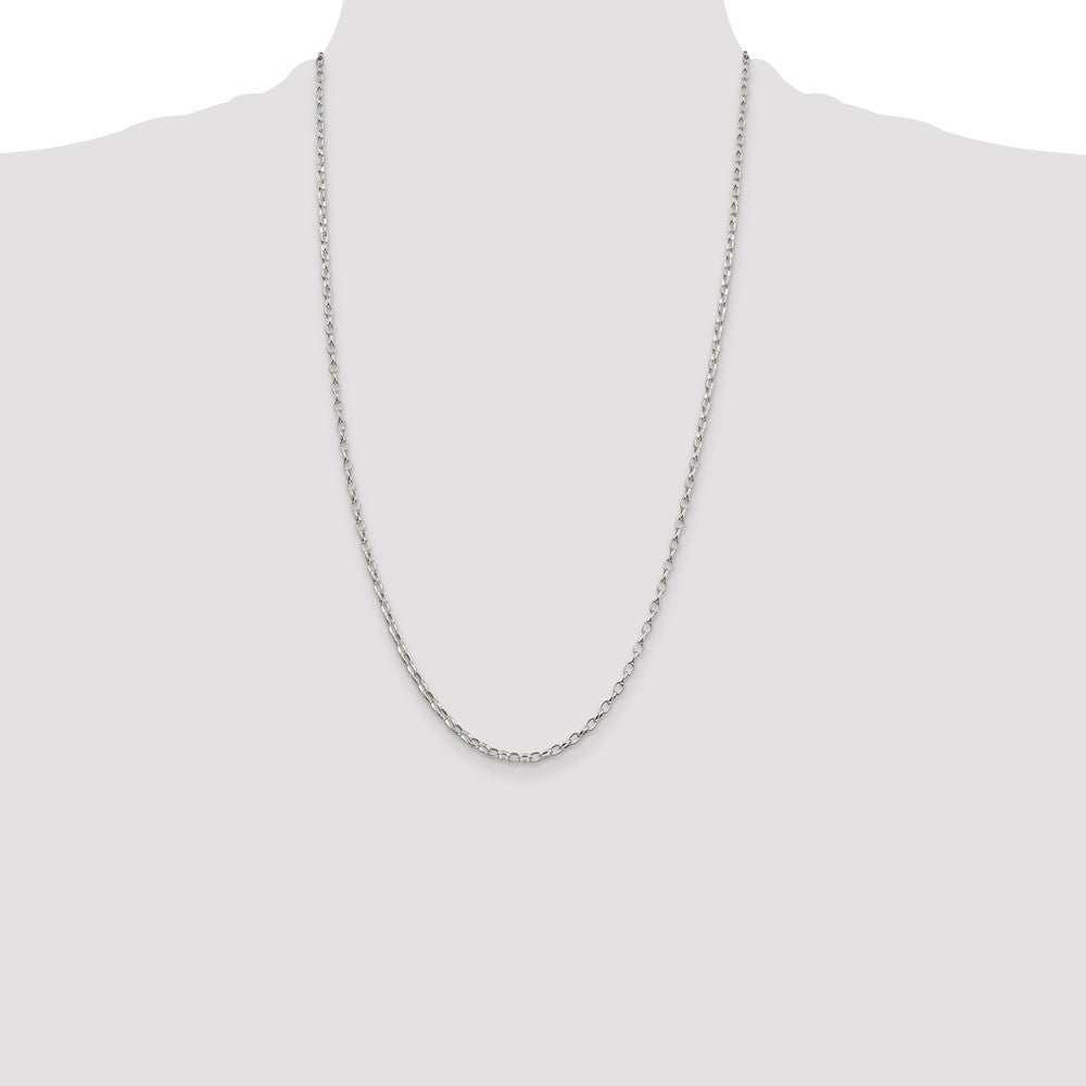 Sterling Silver 2.5mm Oval Fancy Rolo Chain 26 Inches