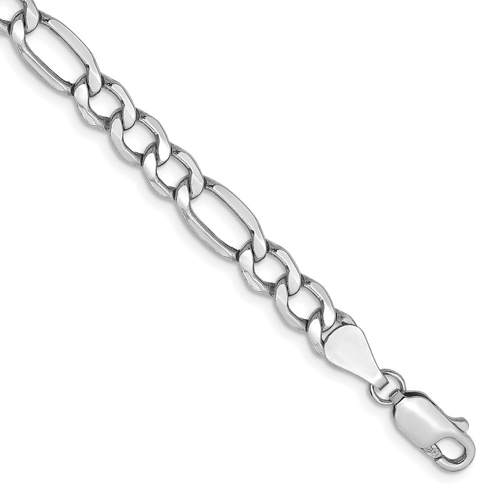 14K White Gold 8 inch 5.75mm Semi-Solid Figaro with Lobster Clasp Bracelet 8 inches