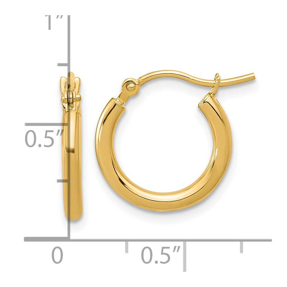 14k Polished 2x15mm Polished Hoop Earrings
