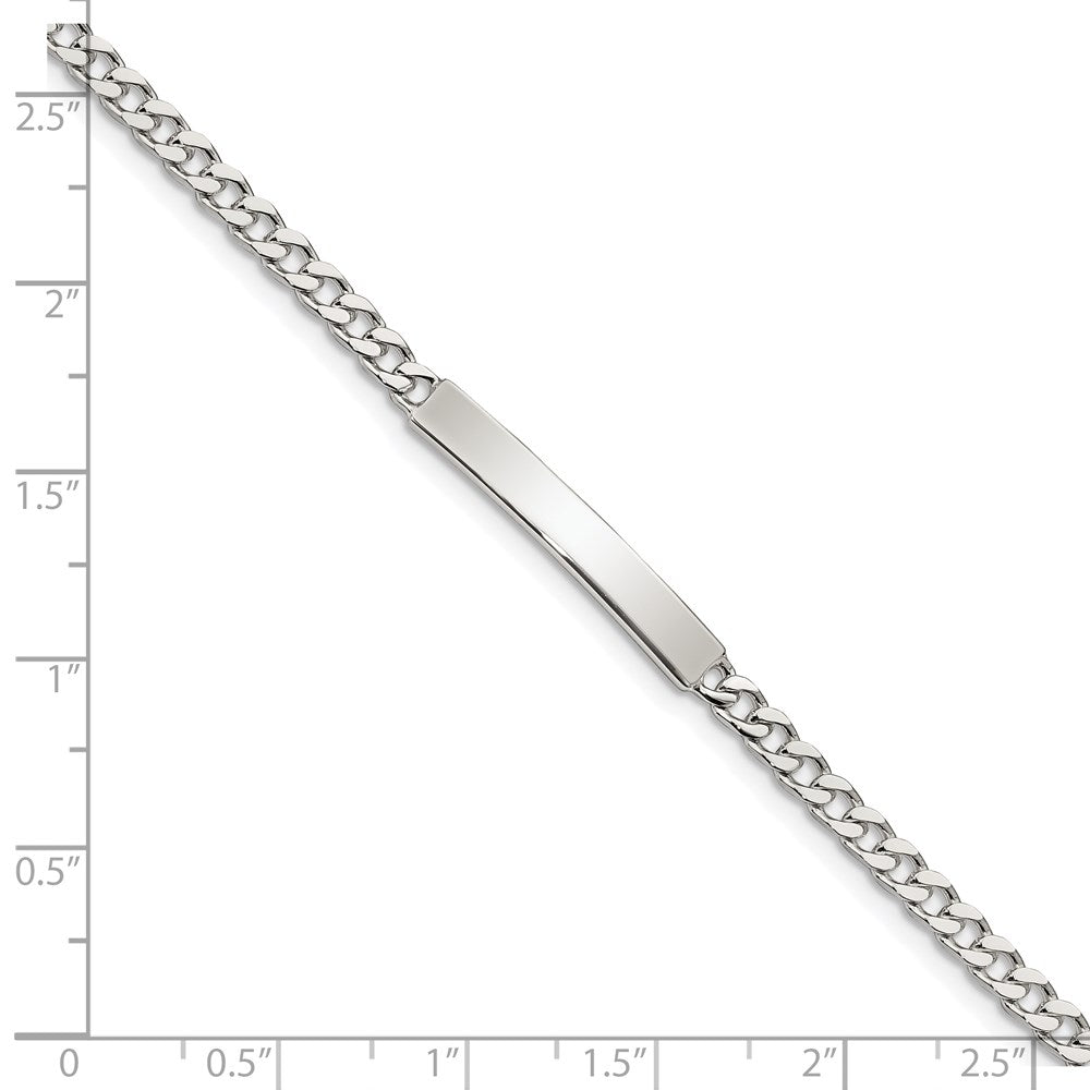 Sterling Silver Polished Engraveable Curb Link ID Bracelet 7 inches