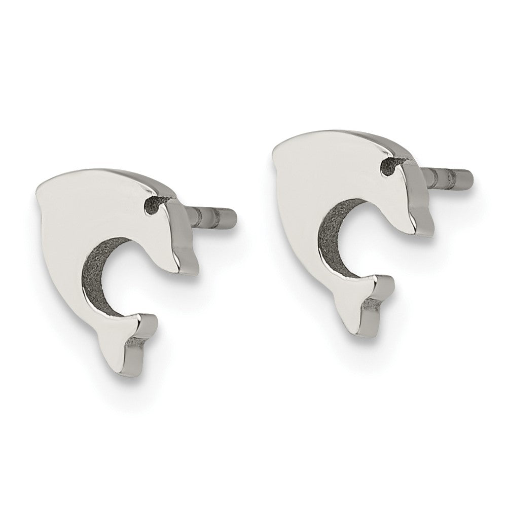 Stainless Steel Polished Dolphin Post Earrings