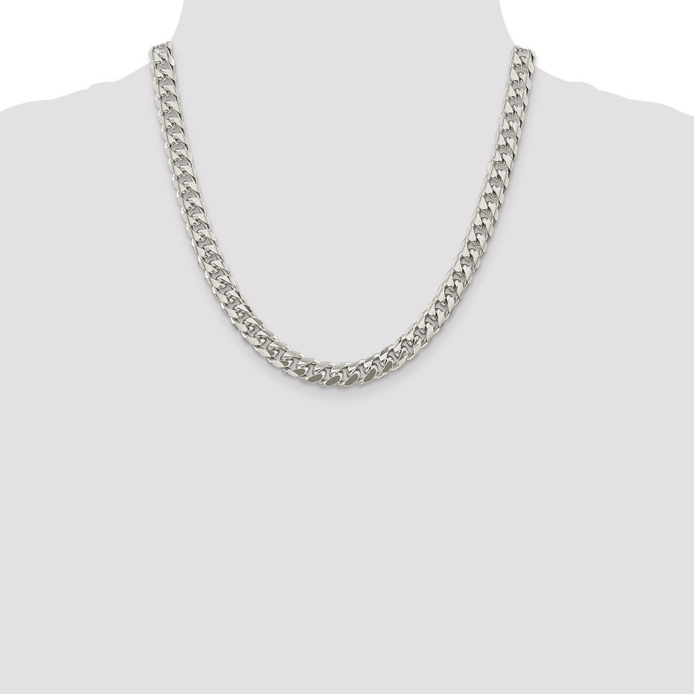Sterling Silver 8.5mm Domed w/ Side D/C Curb Chain 20 Inches