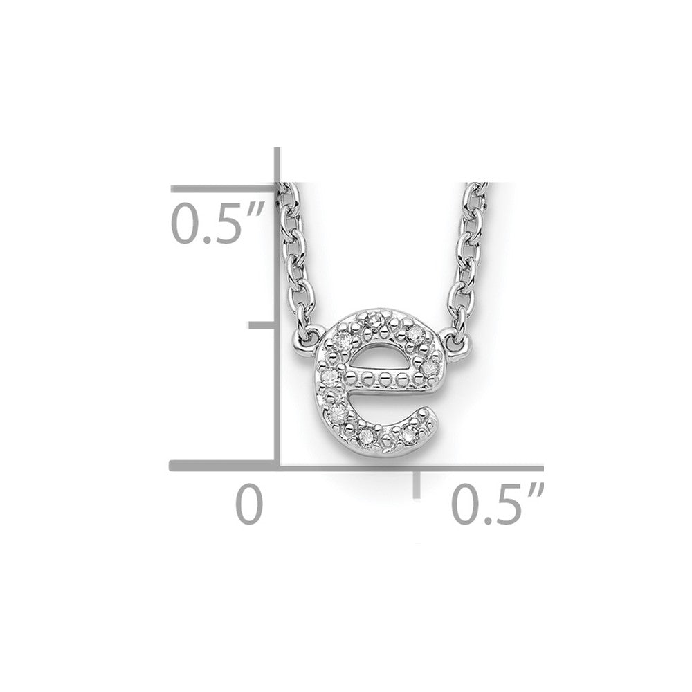 Sterling Silver Polished Diamond Initial e with 16 + 2 in ext Necklace