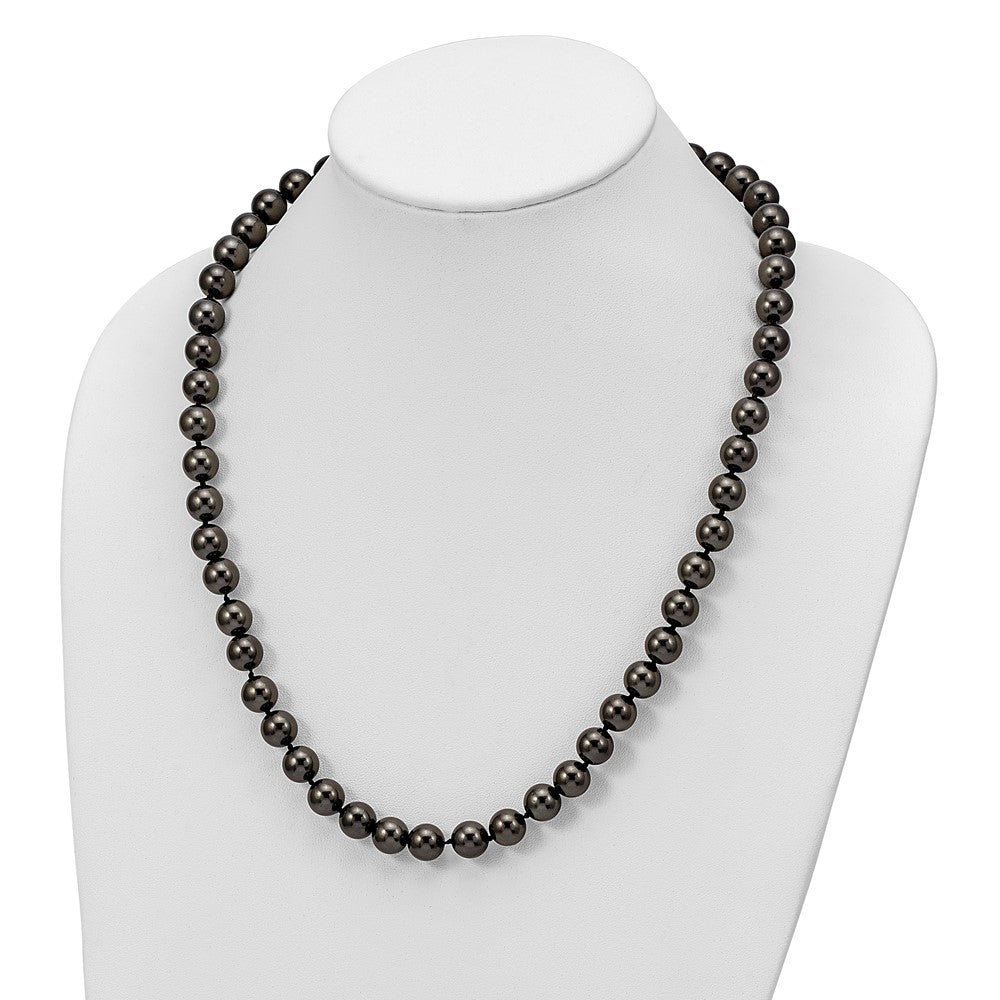 Majestik Sterling Silver Rhodium-plated 10-11mm Black Imitation Shell Pearl Hand-knotted Necklace 24 Inches