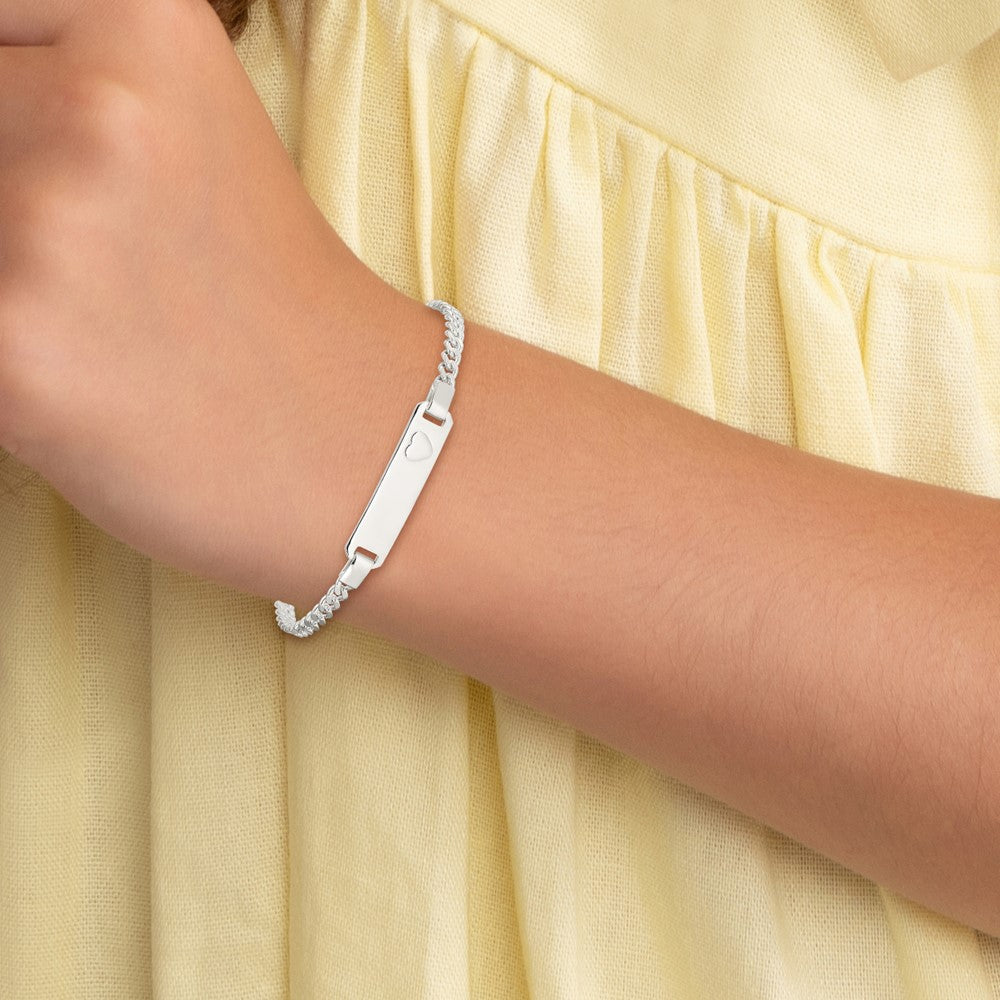Sterling Silver Baby ID with Heart Bracelet 6 inches