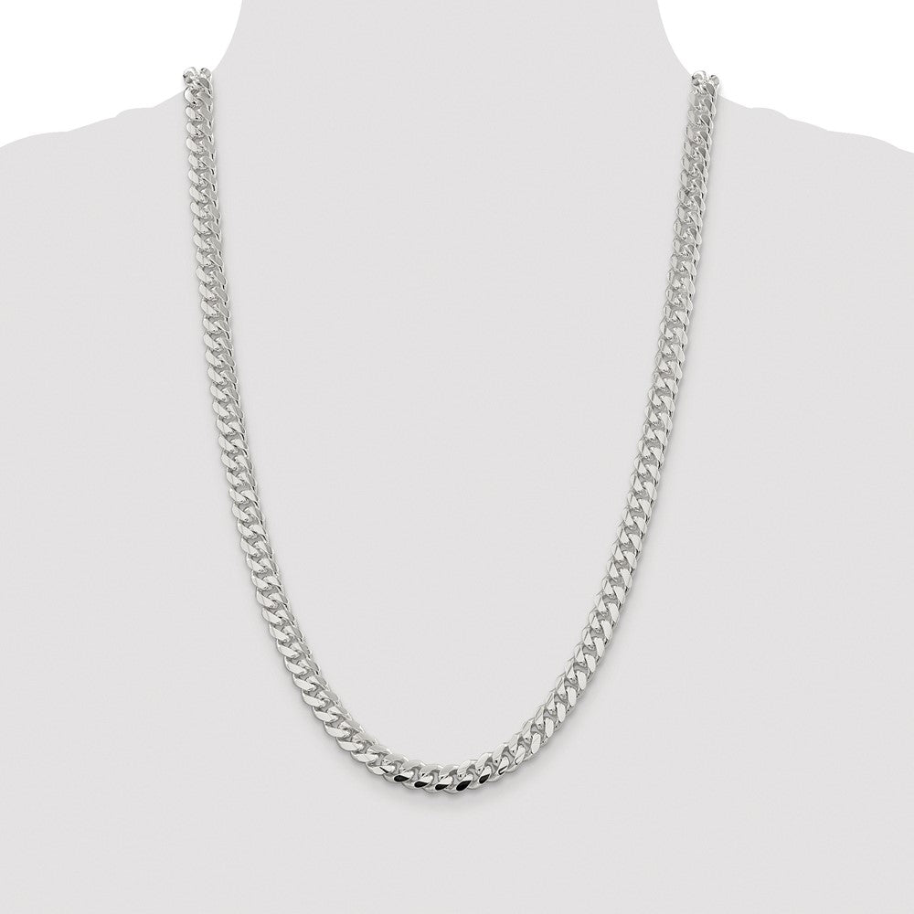 Sterling Silver Rhodium-plated 7.8mm Polished Domed Curb Chain
