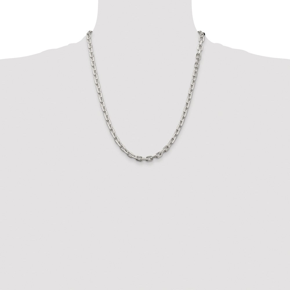 Sterling Silver Rhodium-plated 5.4mm Beveled Oval Cable Chain