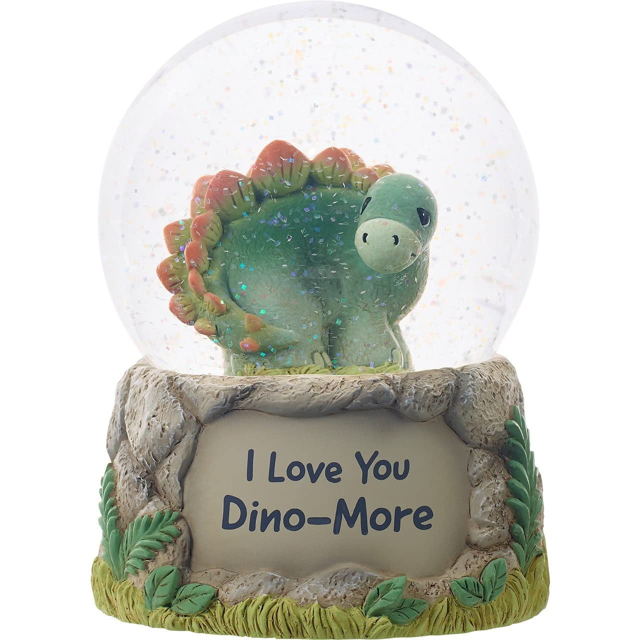 Precious Moments Hand-painted Resin Stegosaurus Dinosaur Musical (Plays Mozart Lullaby) Snow Globe