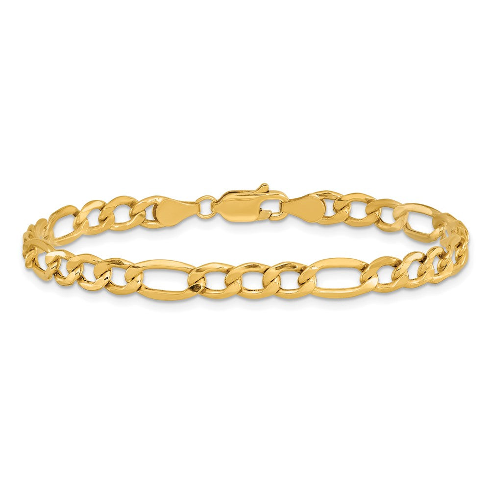 10k 5.35mm CUT Semi-Solid Figaro Length= 6.38 Inch Lobster Clasp
