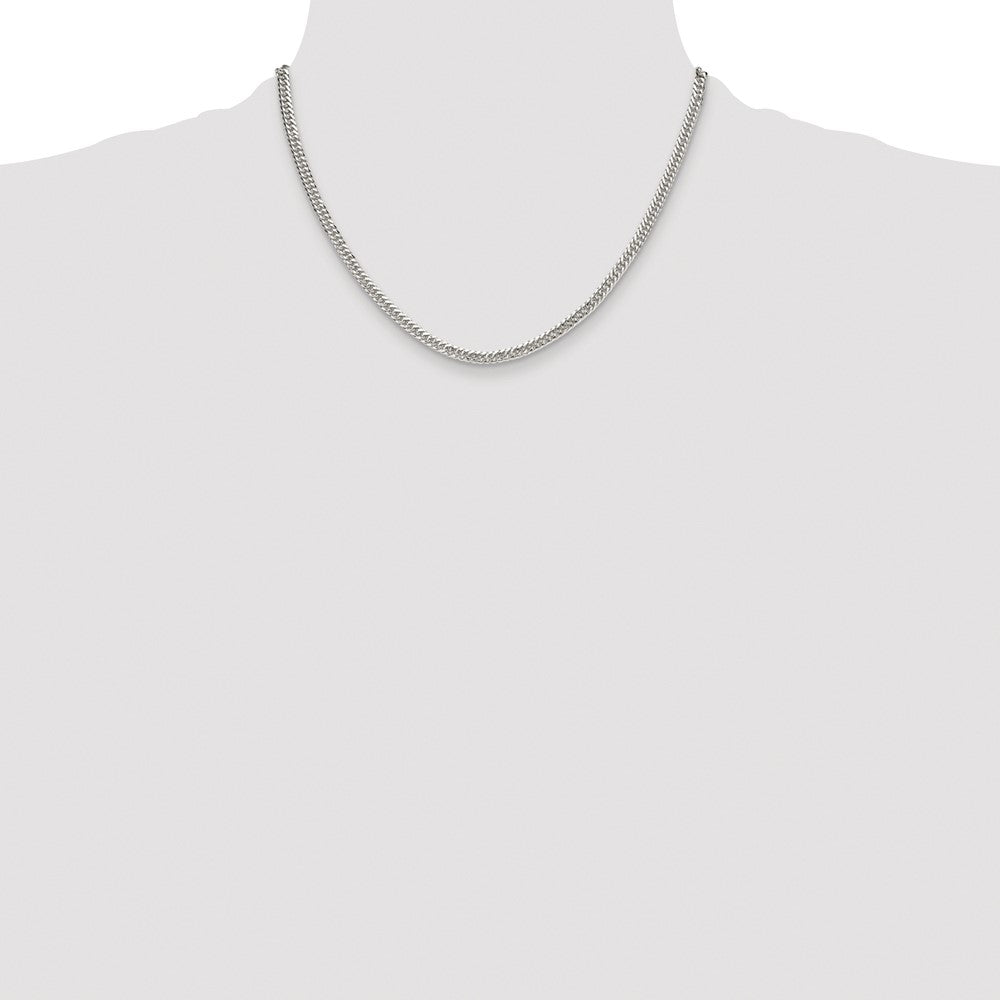 Sterling Silver Rhodium-plated 3.9mm Double Diamond-cut Curb Chain