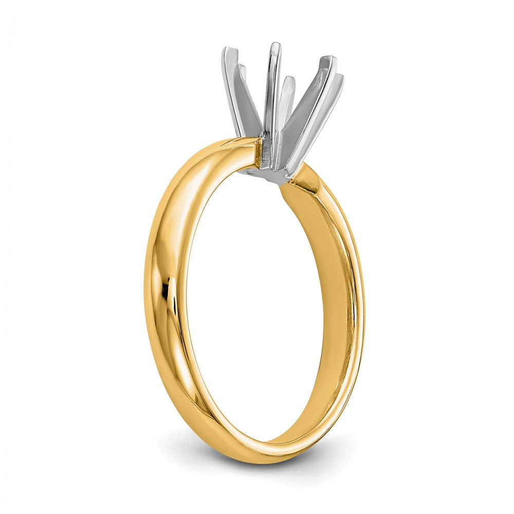 14k Two-Tone 3/4 carat Medium-Weight Low-Shoulder Comfort-Fit 6-Prong Round Solitaire Ring Mounting