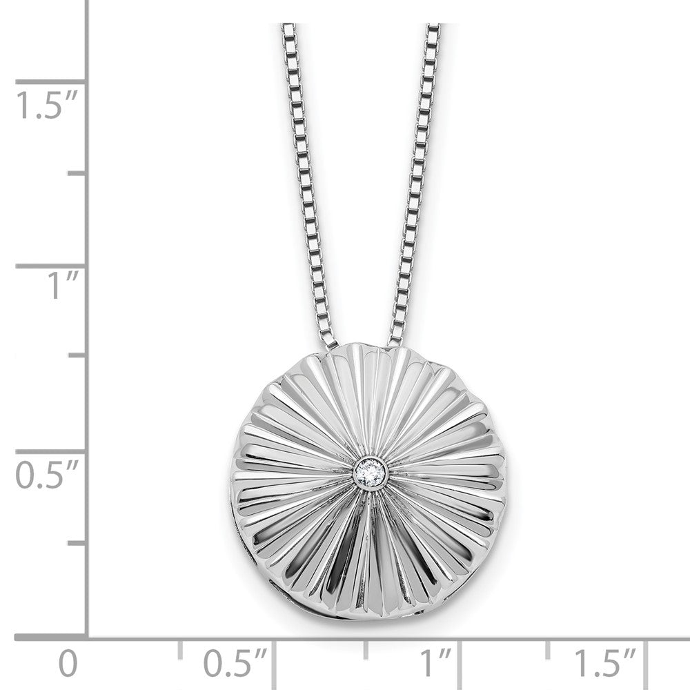 White Ice Sterling Silver Rhodium-plated Fanned Circle with a Diamond 18 inch Necklace plus 2 inch Extender