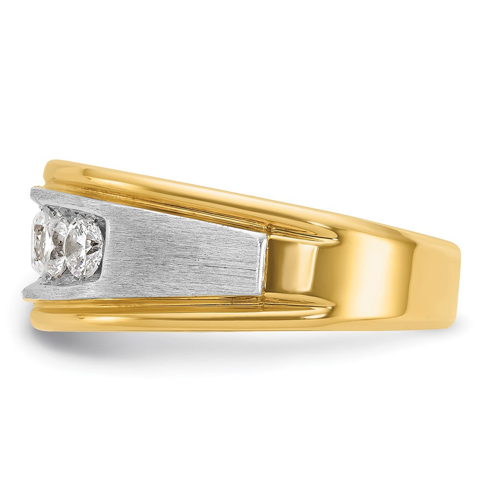 IBGoodman 14k Two-tone Men's Polished Satin and Grooved 5-Stone Ring Mounting