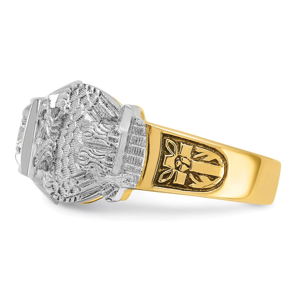 IBGoodman 14k Two-tone Men's Polished and Textured Double Eagle Masonic Shriner's Ring Mounting