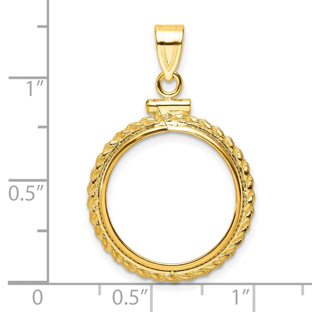 Wideband Distinguished Coin Jewelry 14k Polished Casted Rope 18.0mm x 1.35mm Screw Top Coin Bezel Pendant