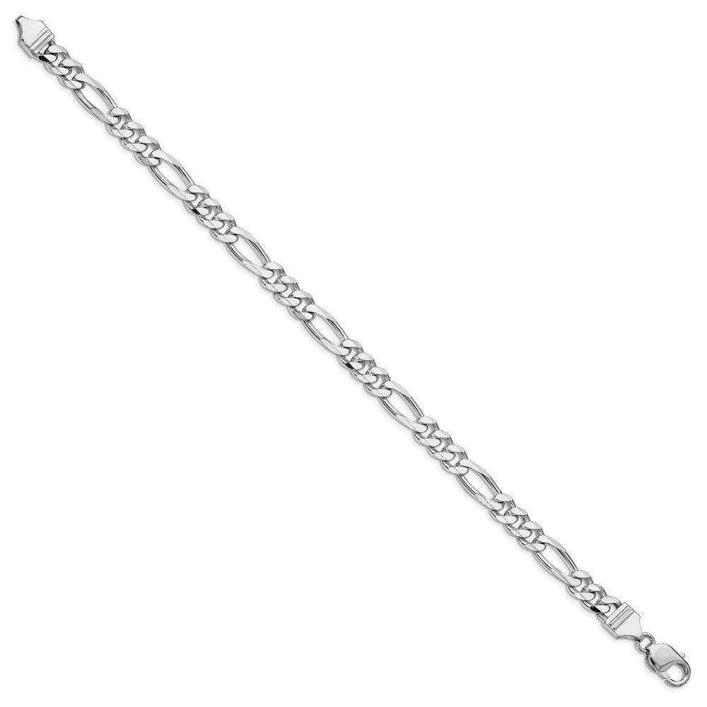 Sterling Silver Rhodium-plated 7.75mm Figaro Chain 9 inches