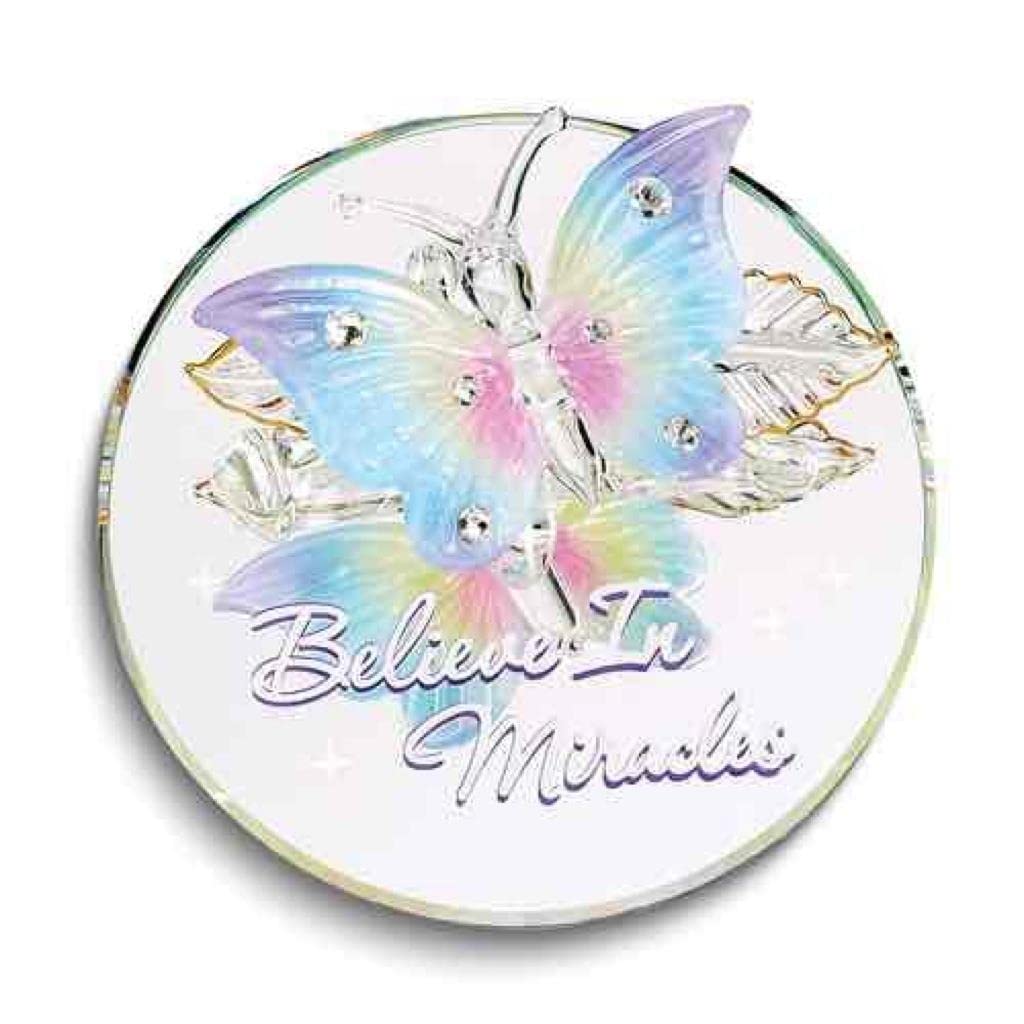Butterfly Believe in Miracles Glass Figurine