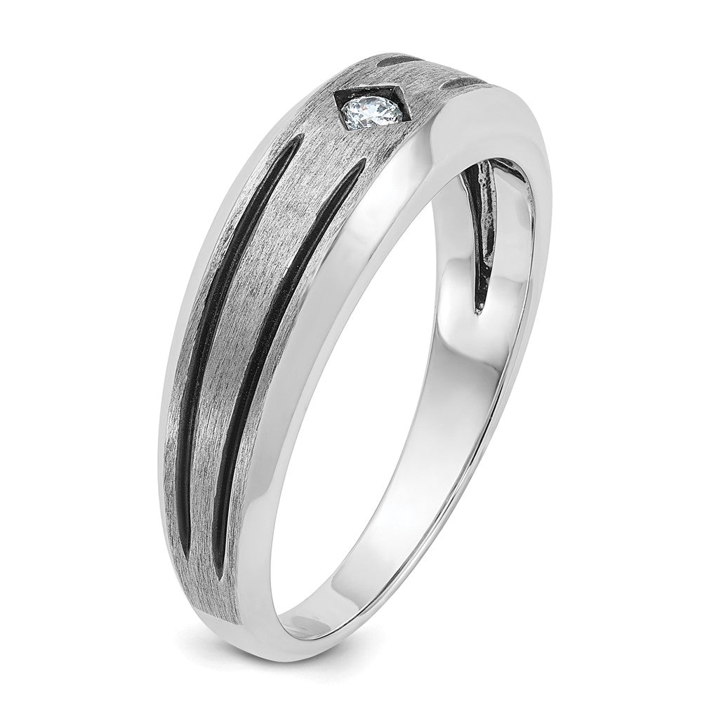 10k White Gold IBGoodman Men's w/Black Rhod Satin Diamond Complete Ring