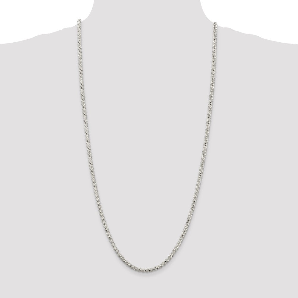 Sterling Silver 4mm Round Spiga Chain 30 Inches