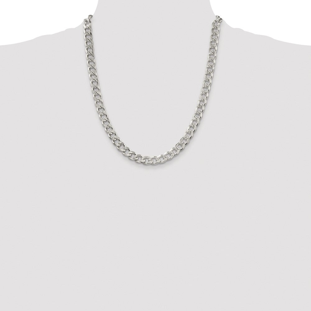 Sterling Silver Rhodium-plated 8.3mm Pav‚ Curb Chain