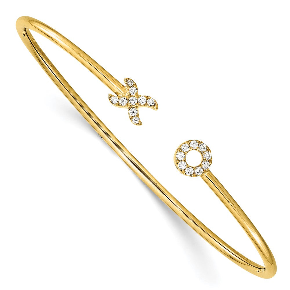 14k Diamond X & O Cuff Bangle 7 inches