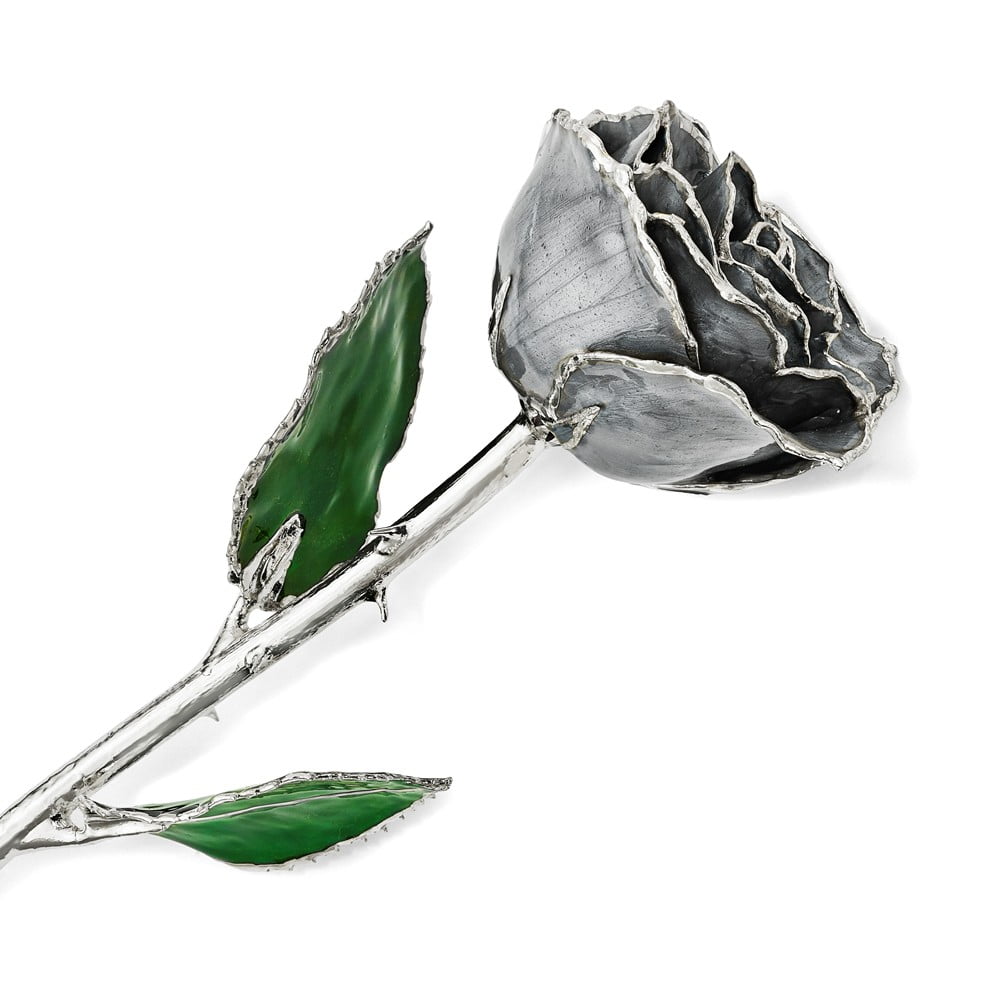 Lacquer Dipped Silver Trim Silver Moonstone Rose