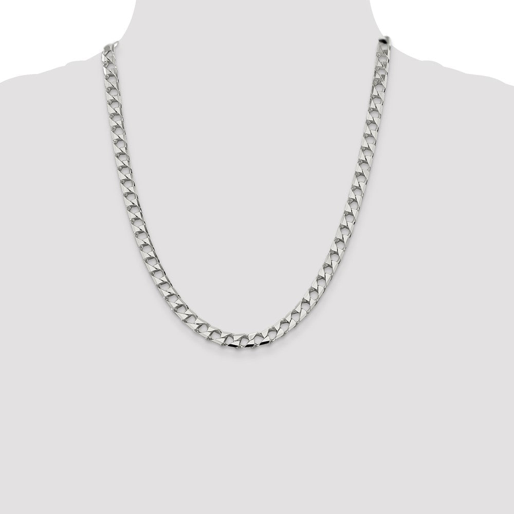Sterling Silver 7.2mm D/C Square Curb Chain 22 Inches