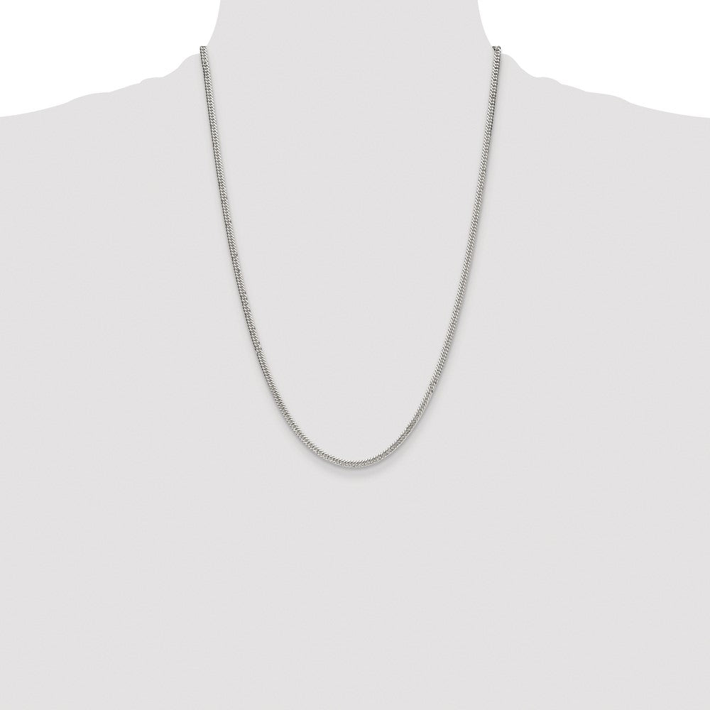 Sterling Silver Rhodium-plated 3.0mm Double Diamond-cut Curb Chain