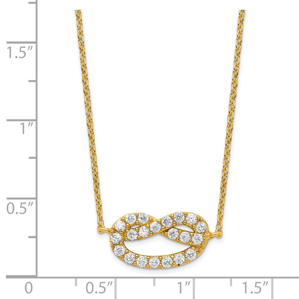 Sterling Silver Gold Tone CZ Knot Necklace