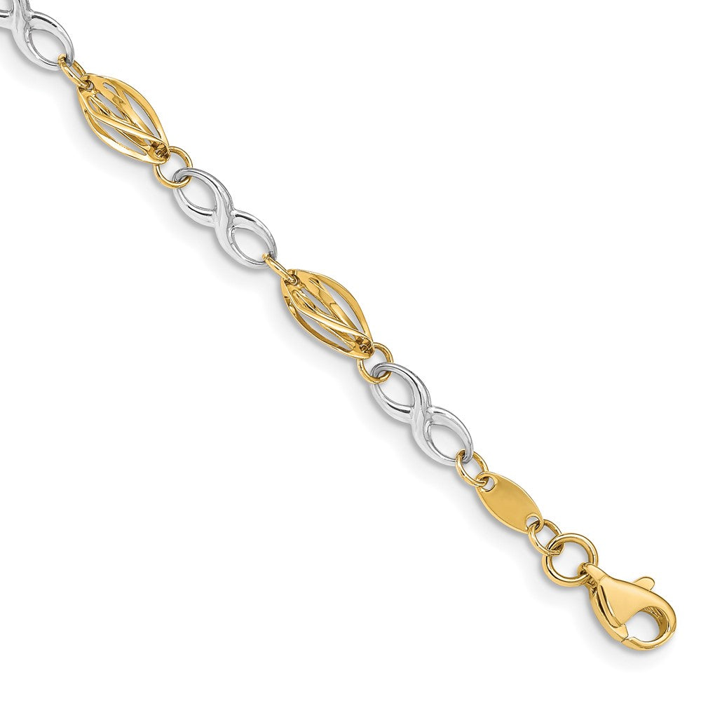 14K Two-Tone Polished Infinity Symbol 7.5in Bracelet 7.5 inches