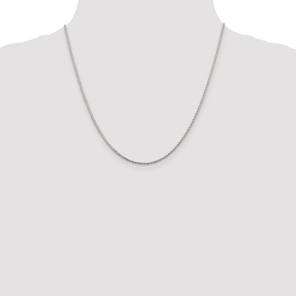 Sterling Silver Rhodium-plated 1.45mm Diamond-cut Round Spiga Chain