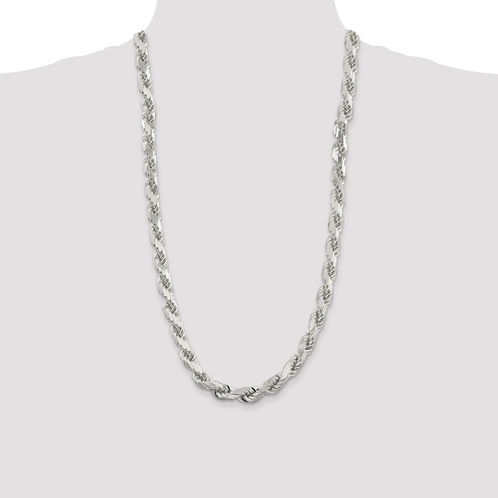 Sterling Silver 9.0mm Diamond-cut Rope Chain 28 Inches