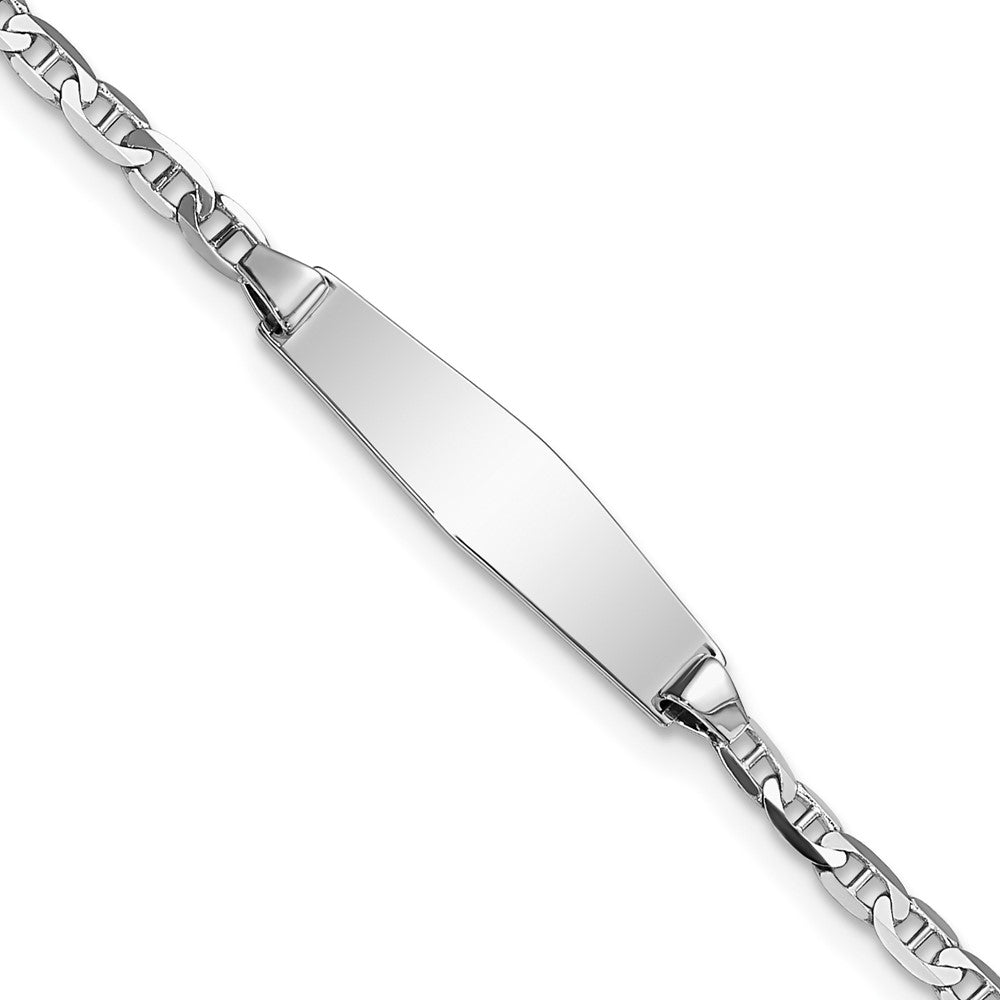 14k WG Semi-solid Soft Diamond Shape Anchor ID Bracelet 7 inches