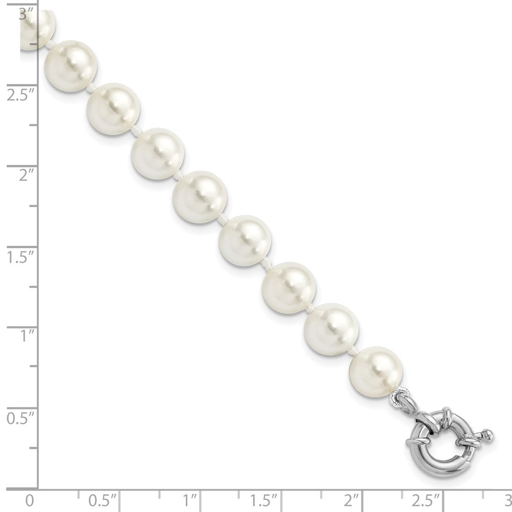 Majestik Sterling Silver Rhodium-plated 8-9mm White Imitation Shell Pearl Hand-knotted Bracelet 7.5 inches