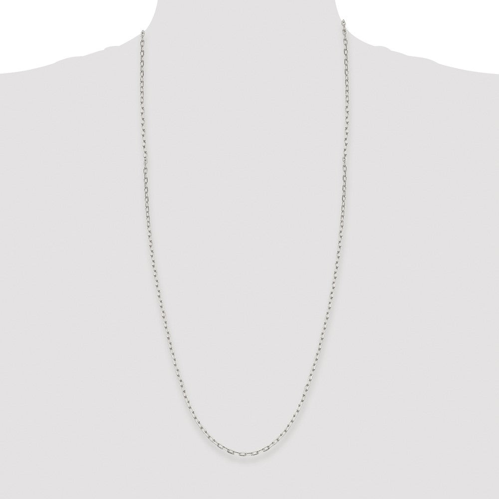 Sterling Silver Rhodium-plated 2.75mm Elongated Open Link Chain