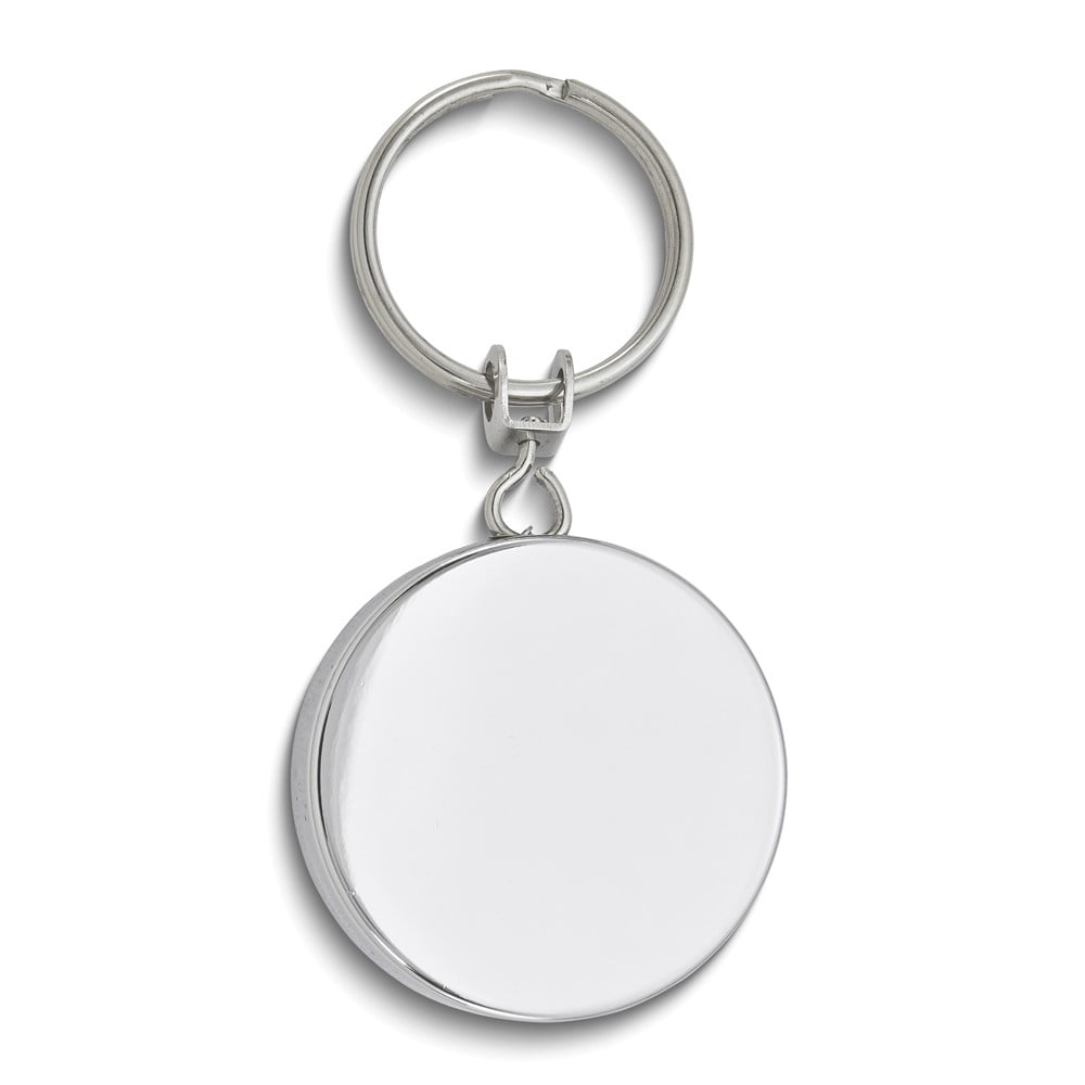 Silver-tone Engravable Round Zip Pull Retractable Key Ring with Belt Clip QGM16783