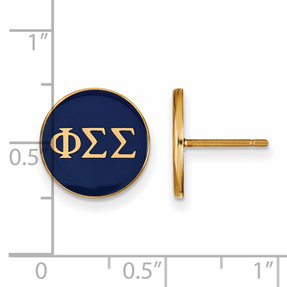Sterling Silver Gold-plated LogoArt Phi Sigma Sigma Sorority Greek Letters Color Enamel Post Earrings