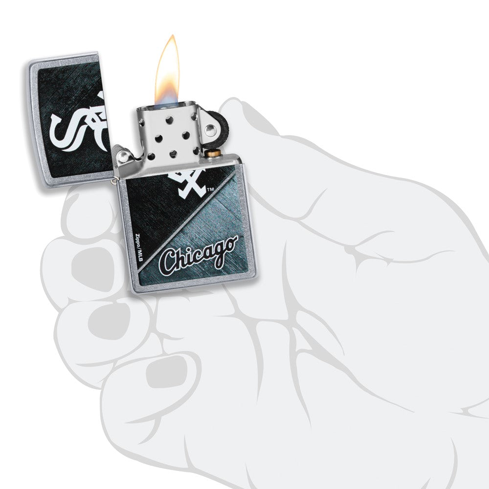 Zippo Street Chrome Chicago White Sox Color Image MLB Lighter