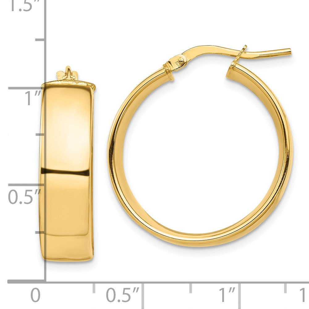 10k High Polished 7mm Hoop Earrings