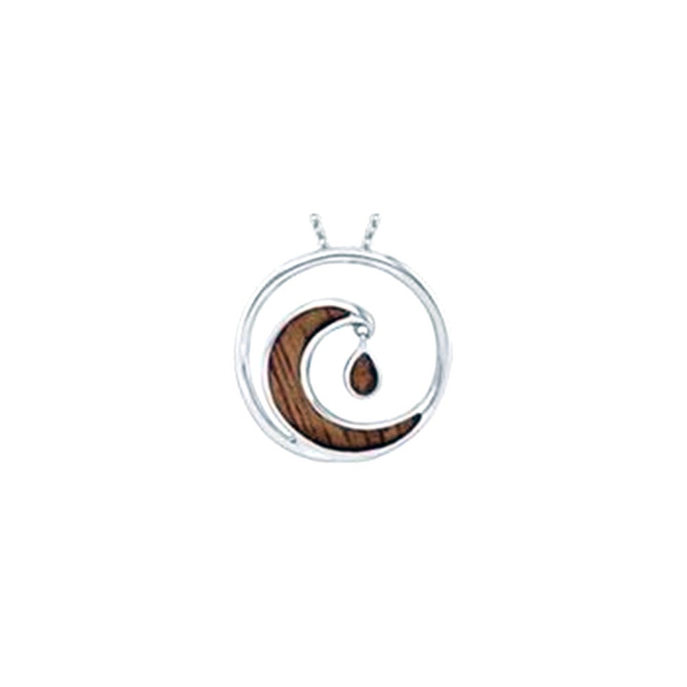 STERLING SILVER/KOA WOOD WAVE PENDANT 18 chain