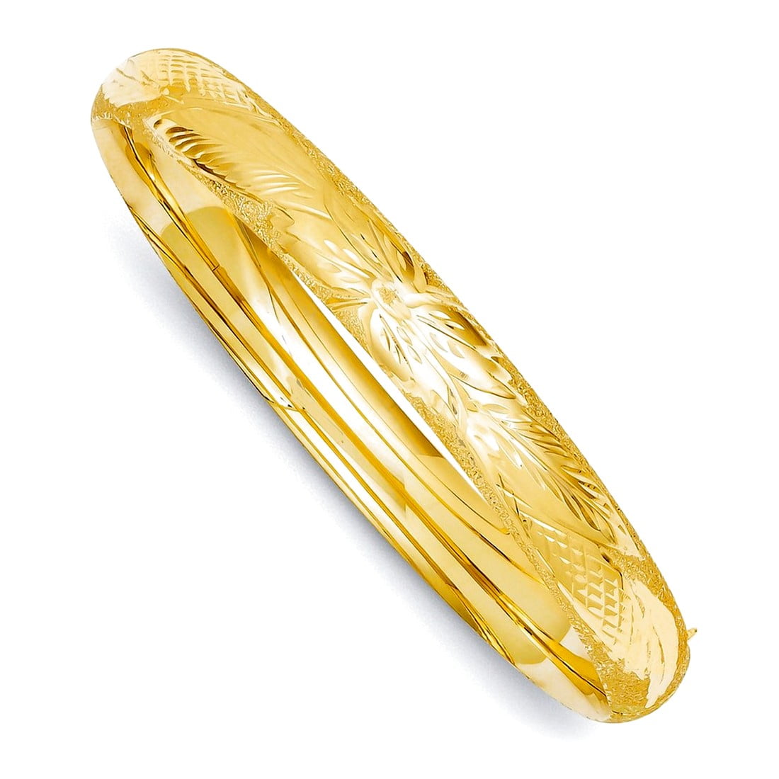 14k 5/16 Oversized Laser-Cut 8.00mm Hinged Oval Bangle Bracelet